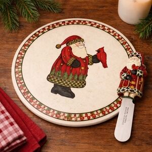 Debbie Mumm Santa Ceramic Trivet | Vintage Christmas | Sakura |Holiday Serveware